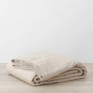 Quilted Linen Bedcover in Natural