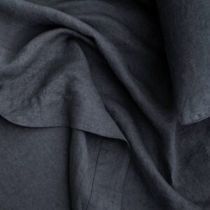 Washed Linen Flat Sheet in Slate
