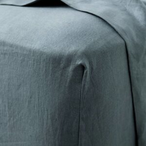 Washed Linen Fitted Sheet in Bluestone
