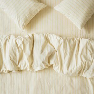 Butter Yellow Striped Cotton Duvet Cover