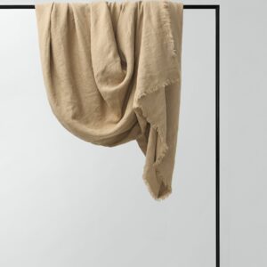 Heavyweight Linen Throw in Biscuit