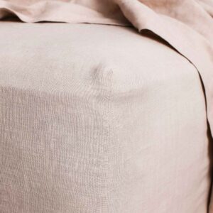Washed Linen Fitted Sheet in Blush
