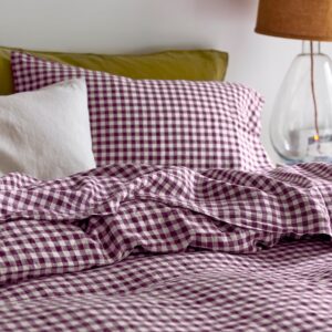 Gingham Linen Flat Sheet Collection