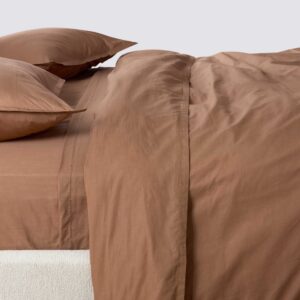 Organic Cotton Percale Duvet Cover in Terracotta