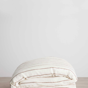 Striped Linen Duvet Cover in Cedar Stripe