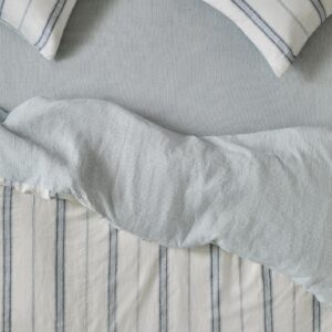 Dusk Blue Striped Linen Fitted Sheet