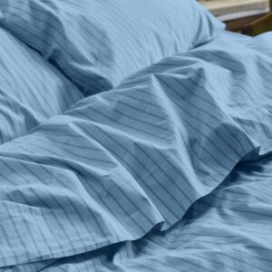 Pale Blue Striped Cotton Flat Sheet