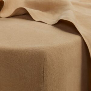 Washed Linen Fitted Sheet in Sand