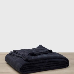 Washed Linen Bedcover in Navy
