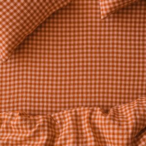 Cinnamon Gingham Linen Blend Fitted Sheet