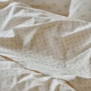 Mellow Green Floral Cotton Flat Sheet