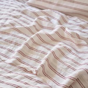 Rhubarb Striped Linen Blend Flat Sheet