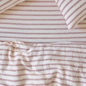 Rhubarb Striped Linen Fitted Sheet