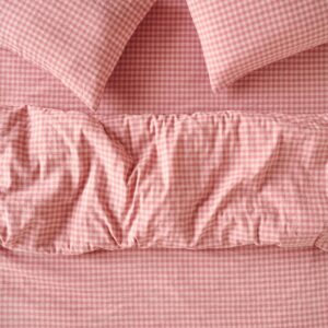 Dusty Pink Gingham Linen Blend Duvet Cover