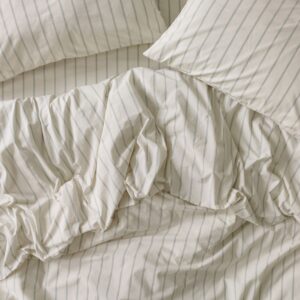 Mellow Green Striped Cotton Duvet Cover
