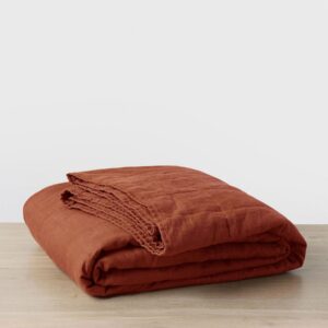 Quilted Linen Bedcover in Sienna