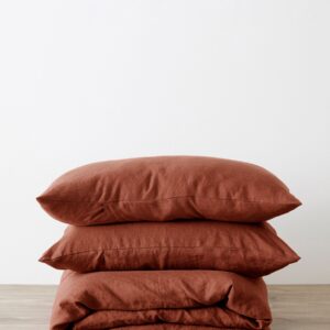 Classic Washed Linen Duvet Cover in Sienna