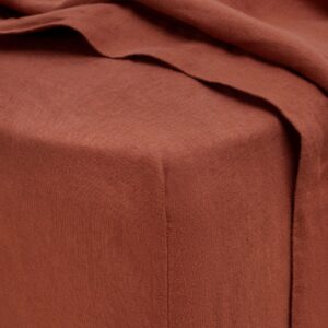 Washed Linen Fitted Sheet in Sienna