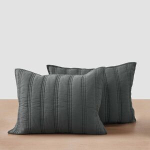Geometric Organic Cotton Percale Sham Set in Blue